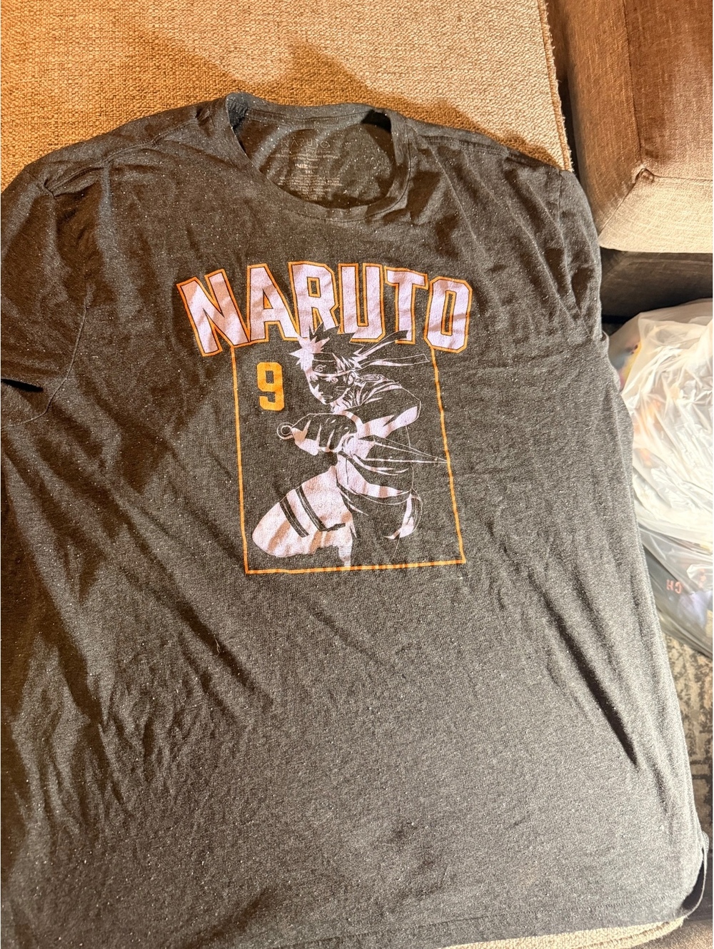 Naruto black graphic T-shirt